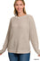 Zenana Hi-Low Round Neck Waffle Sweater