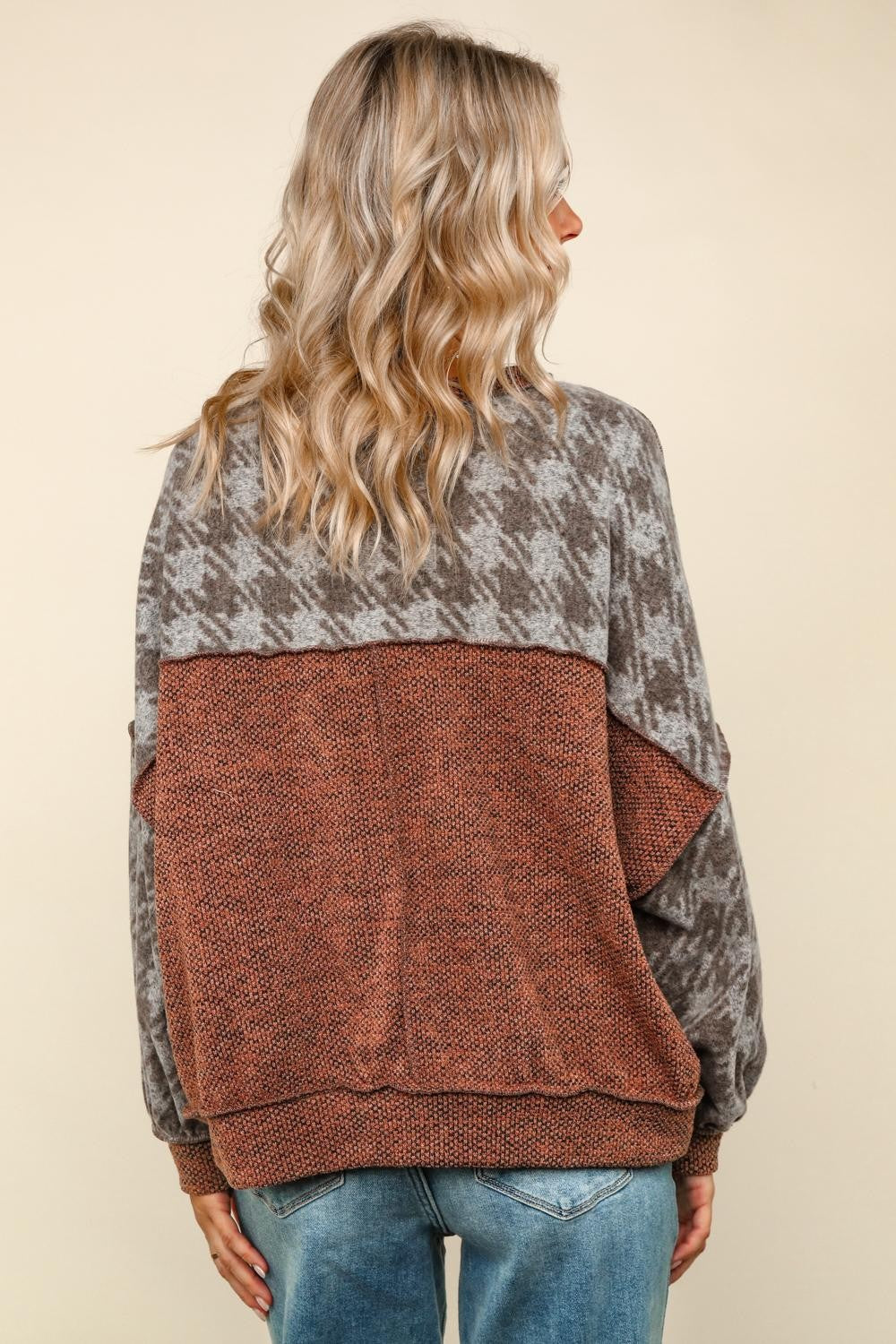 Haptics Pullover Knit Top With Reverse Stitches Detail