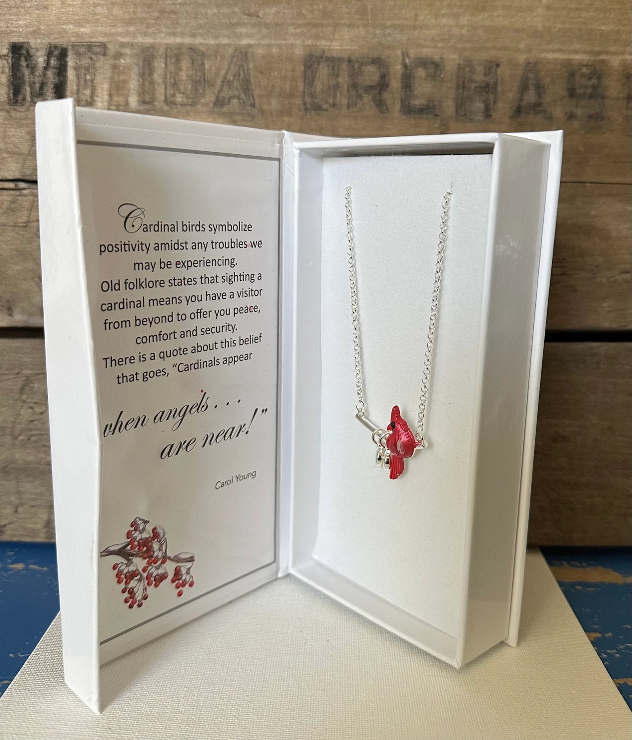 Carol Young Silver Cardinals W/Hearts Necklace