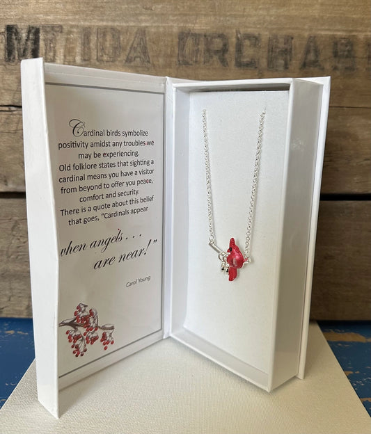 Carol Young Silver Cardinals W/Hearts Necklace