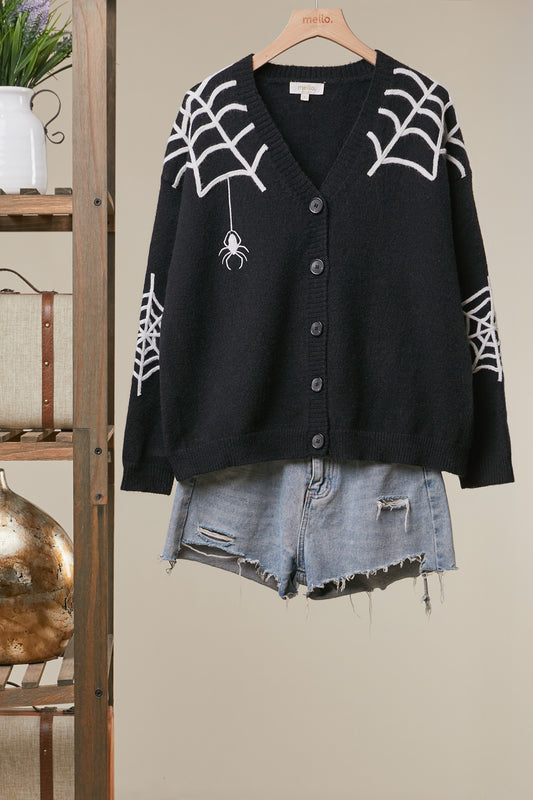 Mello Halloween Spiderweb Cardigan