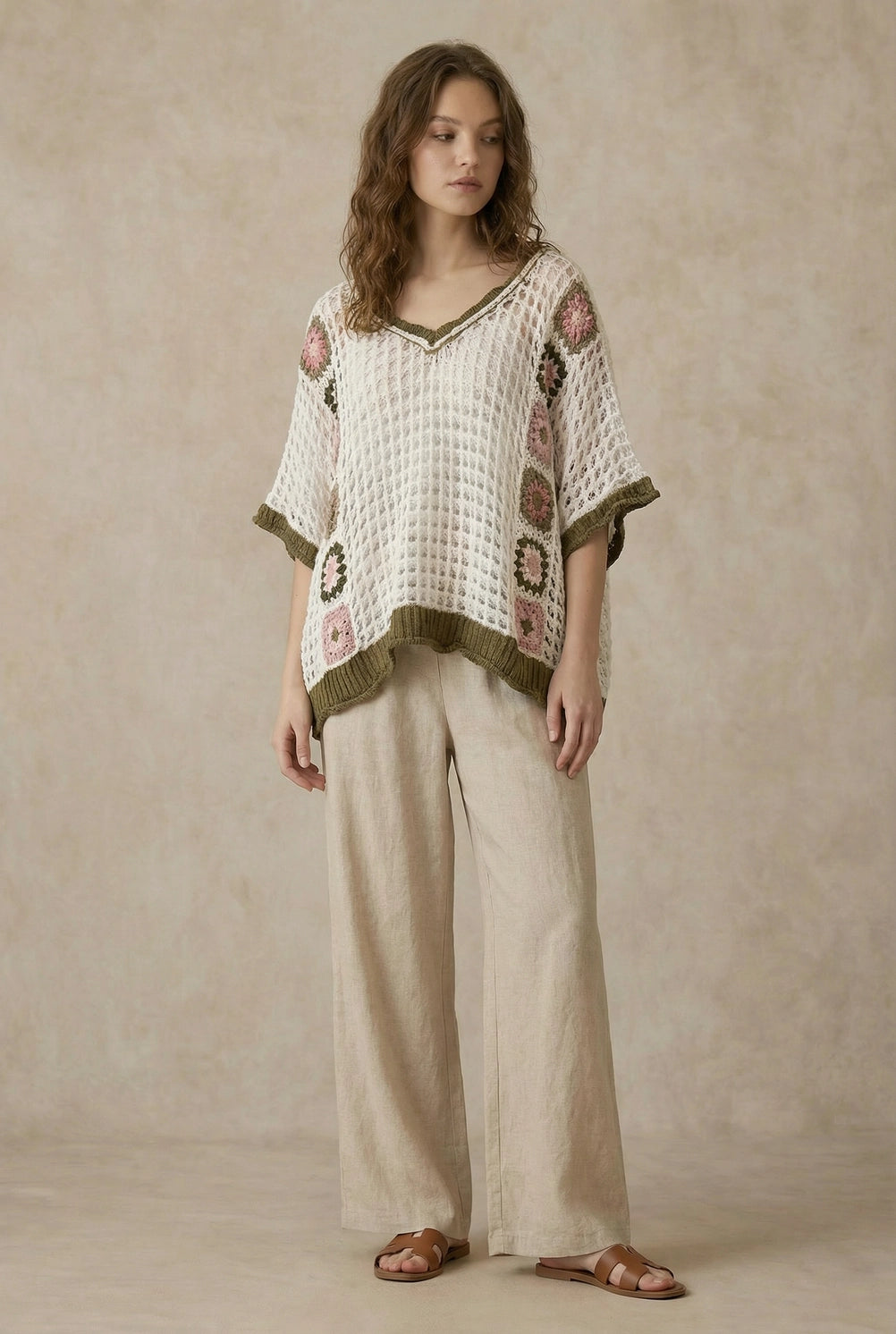 Mello Crochet Ovesized Knit Sweater