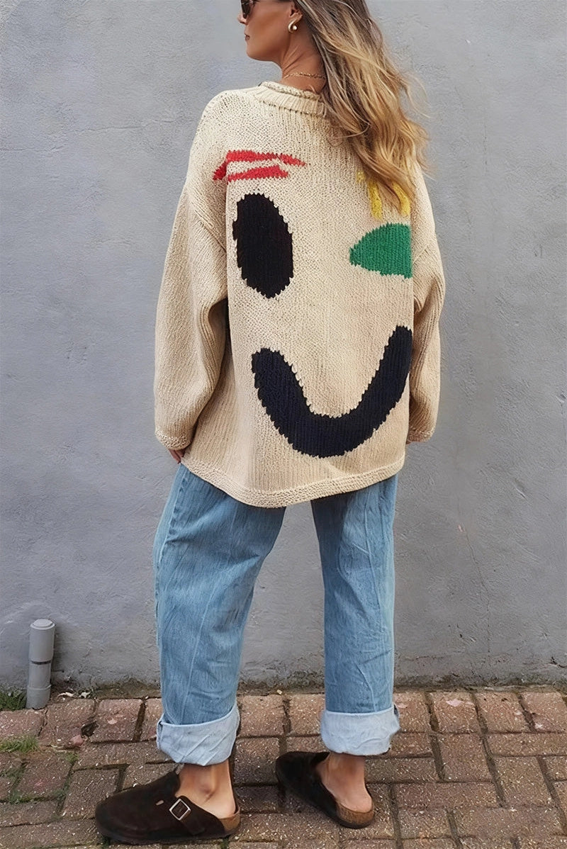 Mccolin Playful Face Knit Sweater