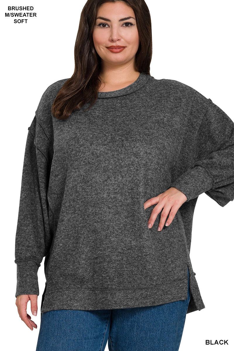 Zenana Brushed Melange Hacci Oversized sweater