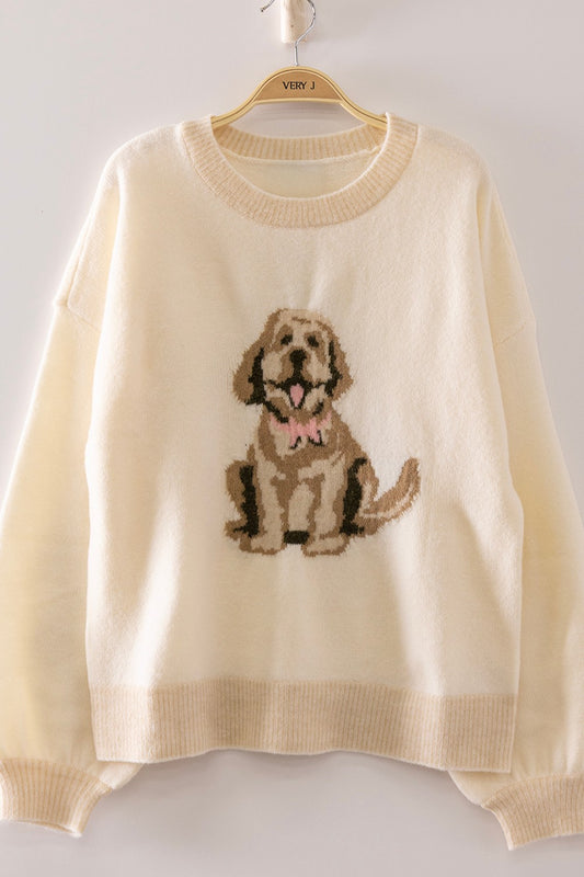 New In Dog Intarsia Graphic Sweater