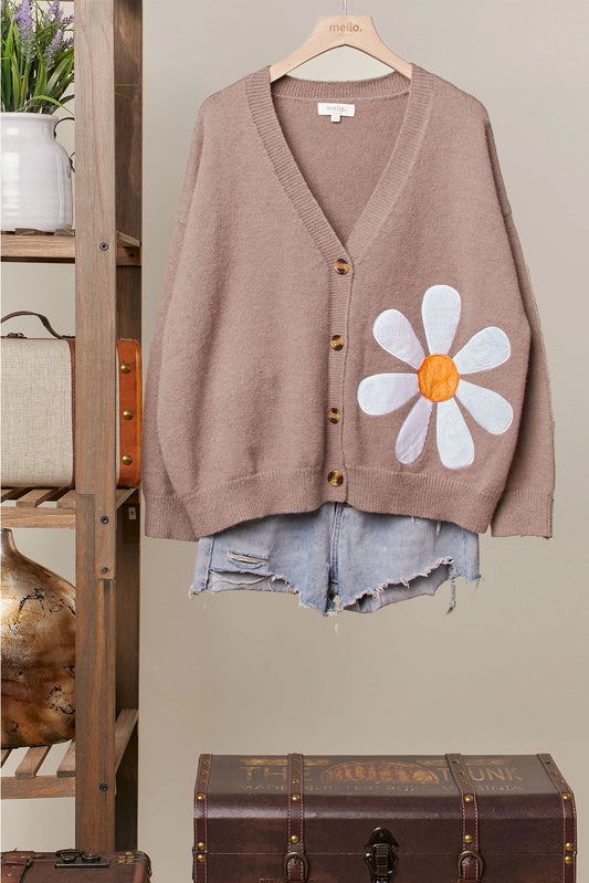Mello Daisy Patchwork V-Neck Cardigan