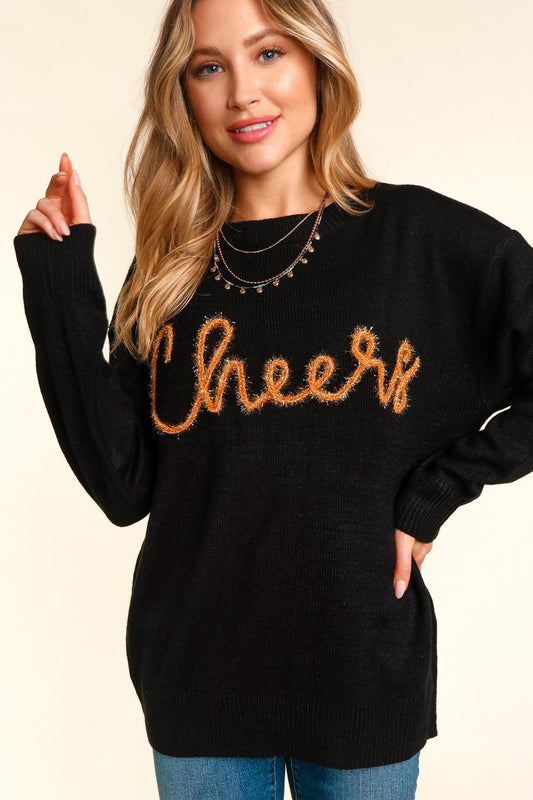 Haptics Cheers Yarn Embroidery Sweater