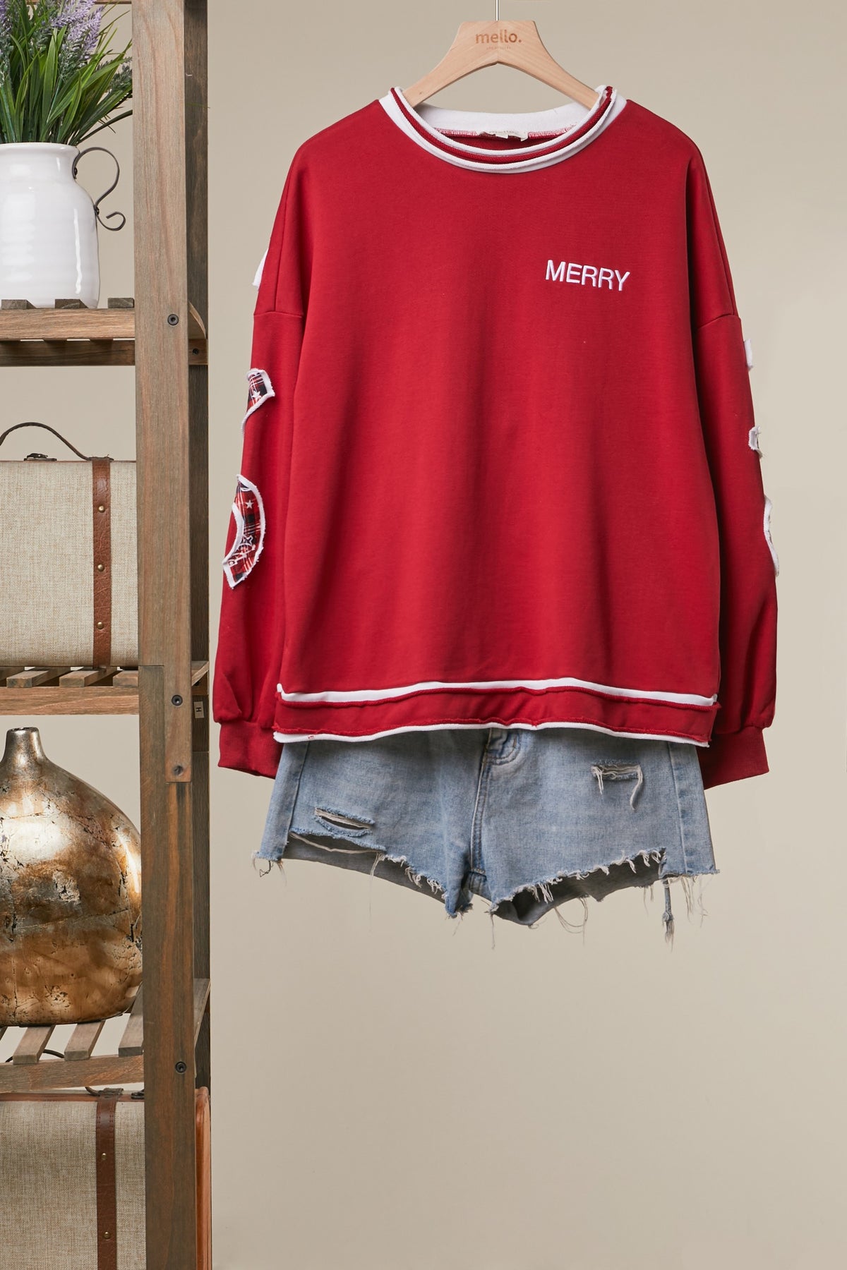 Mello  Merry Christmas Back Lettering Sweatshirt