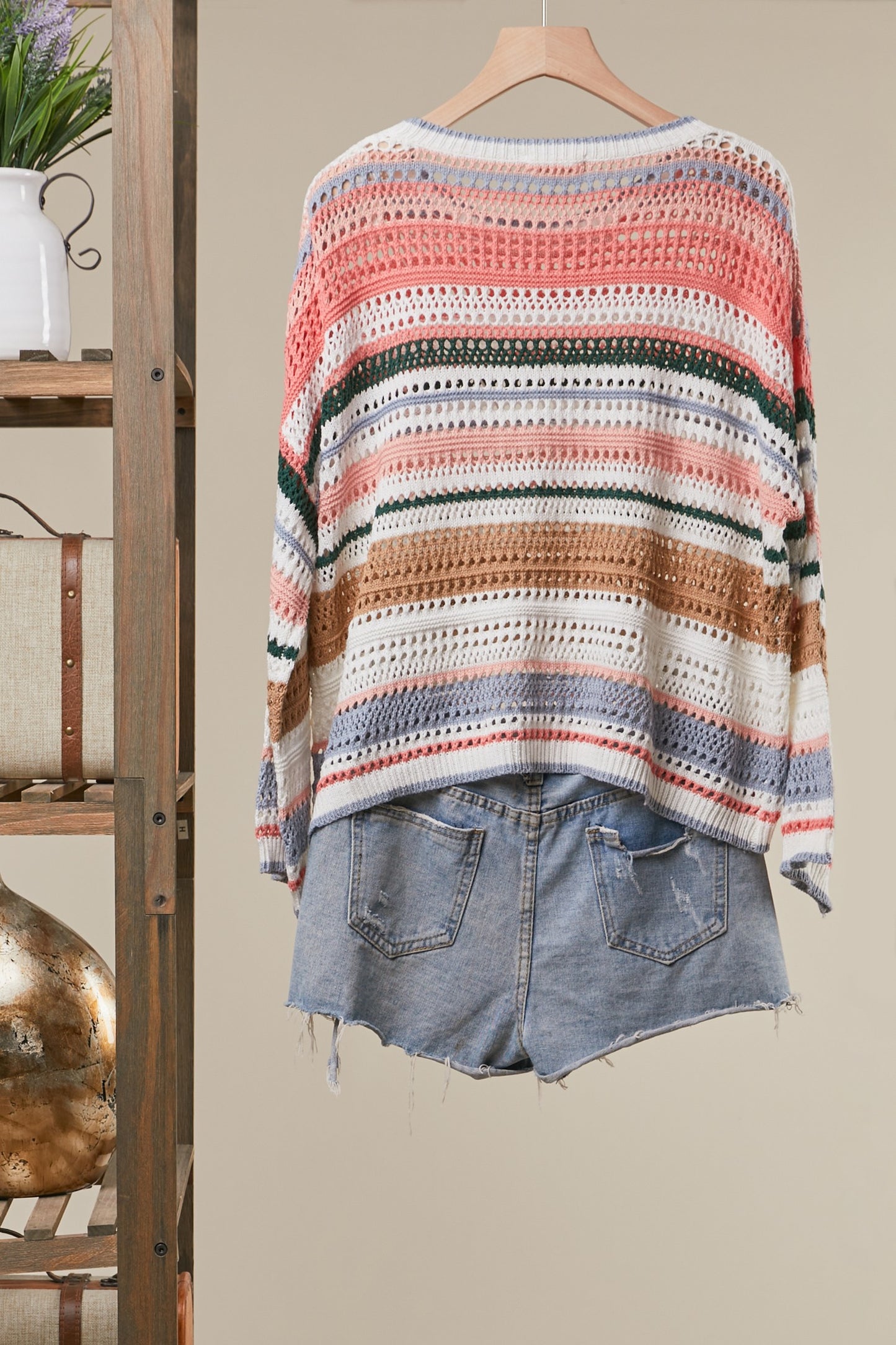 Mello Multi Color Stripe W/Clover Patch Pullover
