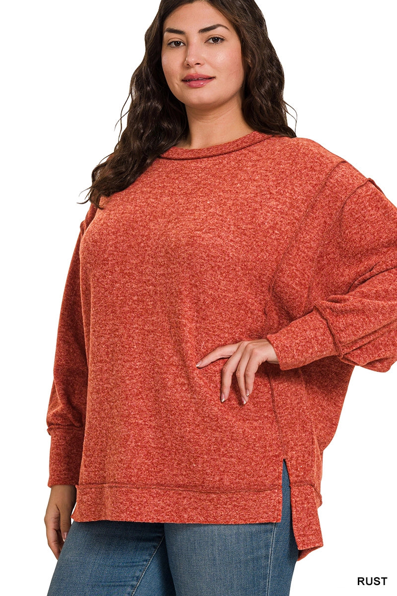 Zenana Brushed Melange Hacci Oversized sweater