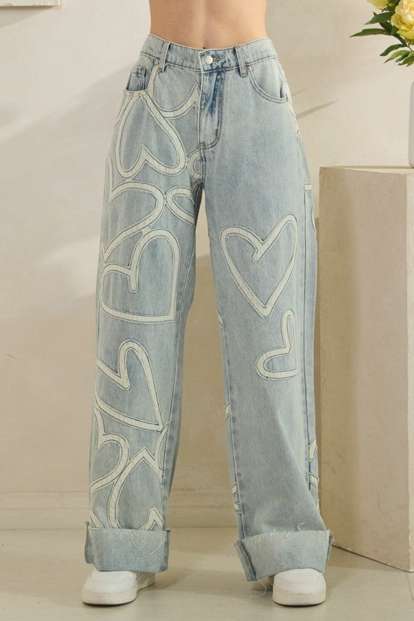 Oli & Hali Washed Heart Patch Denim