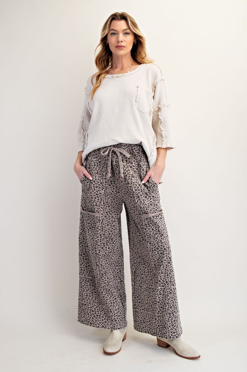 Easel Animal Printed  Terry Knit Pants