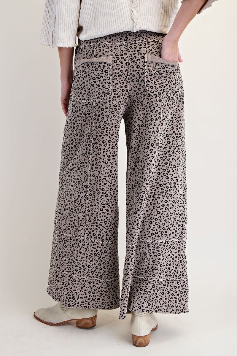 Easel Animal Printed  Terry Knit Pants