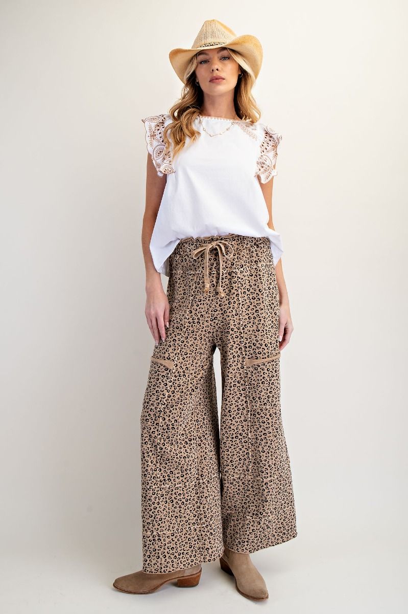 Easel Animal Printed  Terry Knit Pants