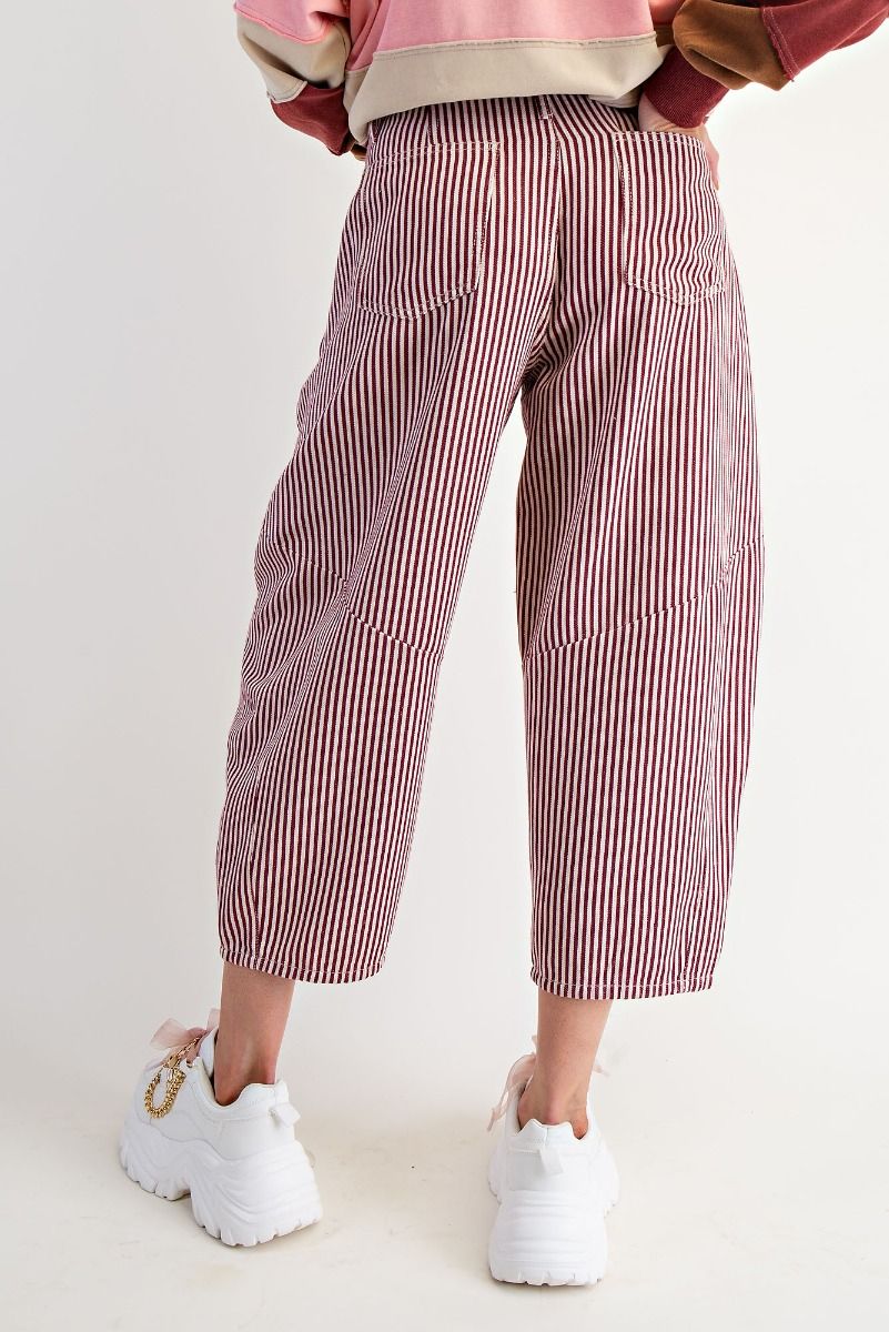 Easel Striped Washed Twill Barrel Pants