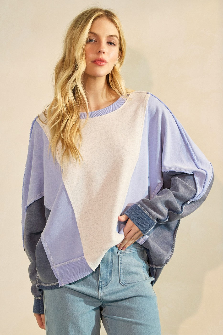 Mittoshop Colorblock Dolman Sleeve Pullover