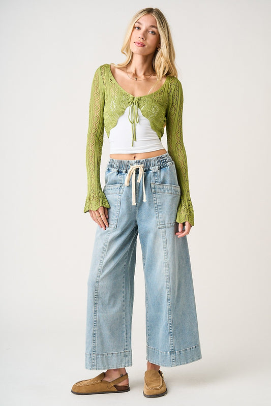 Mittoshop Denim Drawstring Pull on Pants