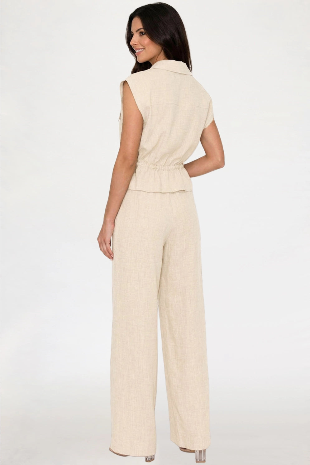 Her Bottari 2PC. Utility Zip Front Top & Wide Leg  Pull on Pants