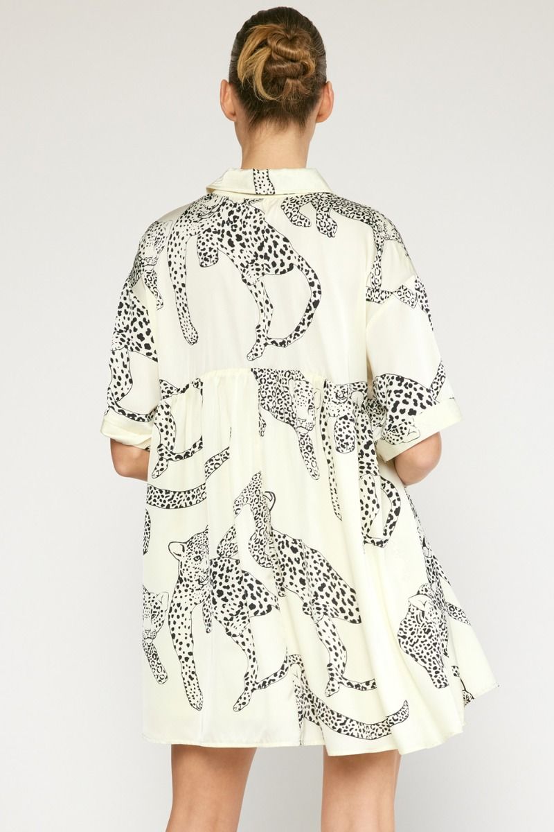 Entro Satin Cheetah Print Mini Dress