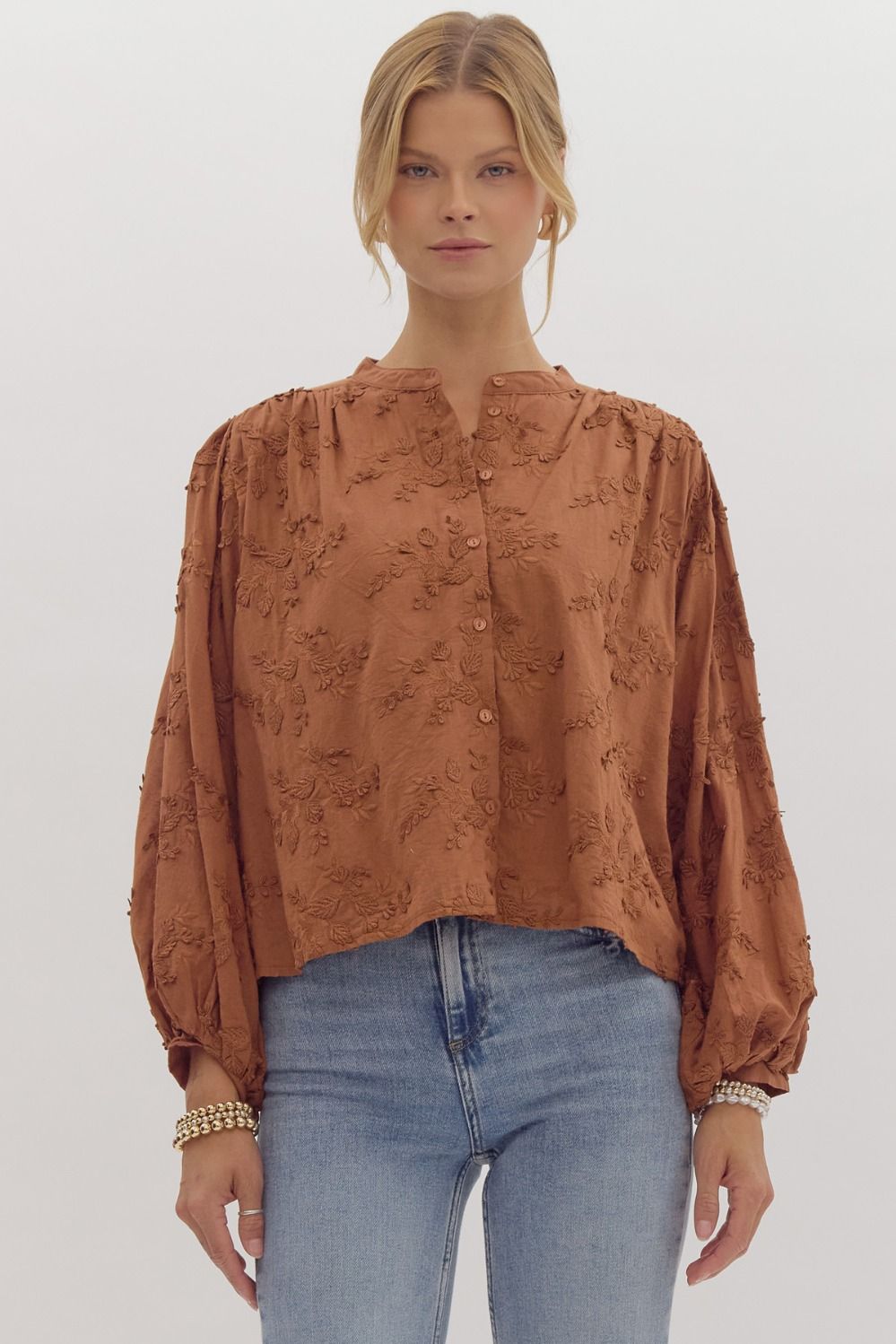 Entro Solid 3/4 Dolman Sleeve Oversized  Crop Top