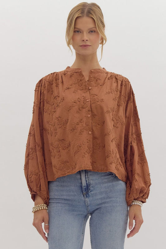 Entro Solid 3/4 Dolman Sleeve Oversized  Crop Top