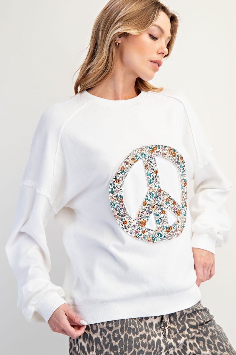 Easel Peace Sign Mineral Washed Sweatshirt