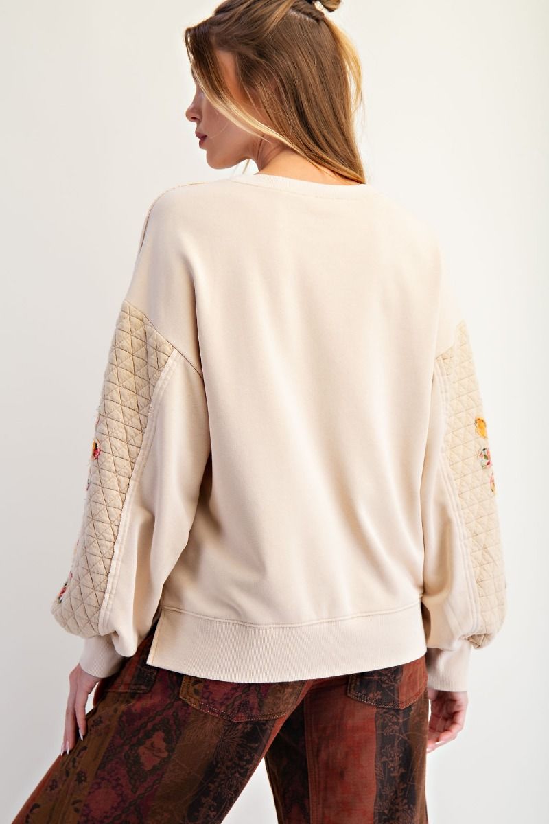 Easel Quilted Overized Terry Pullover