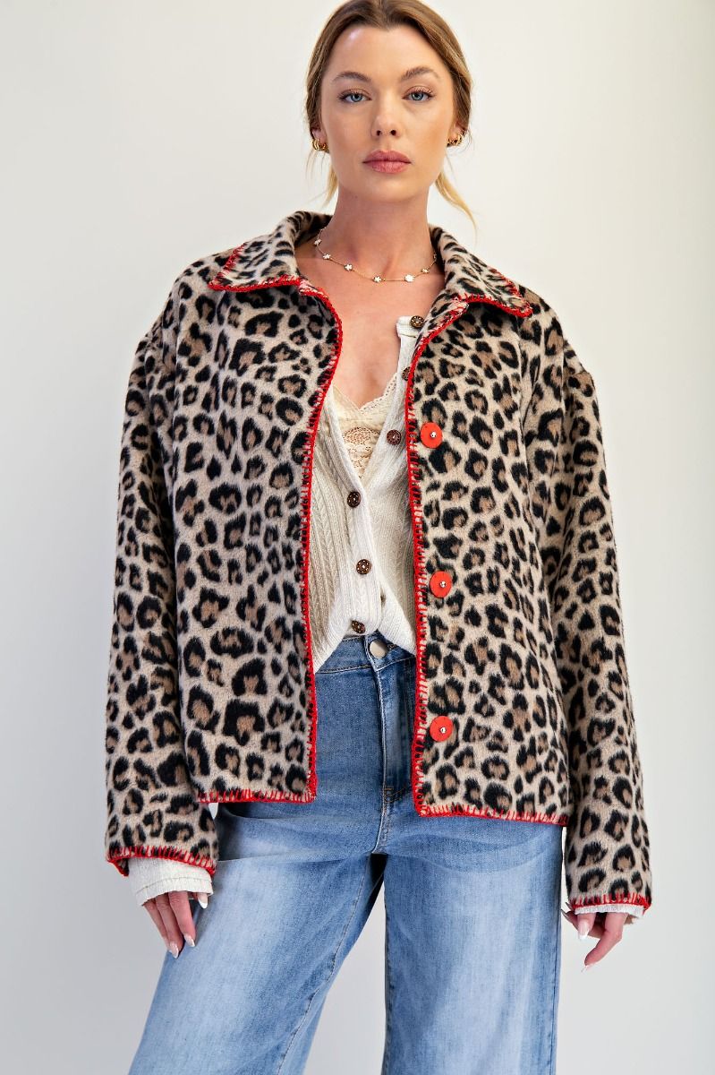 Easel Animal Printed Fleece Jacket