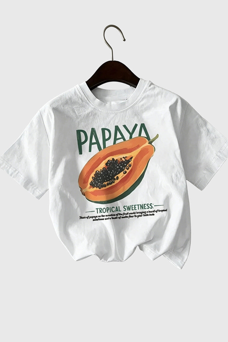 Mccolin Papaya Print Crew Neck Tee