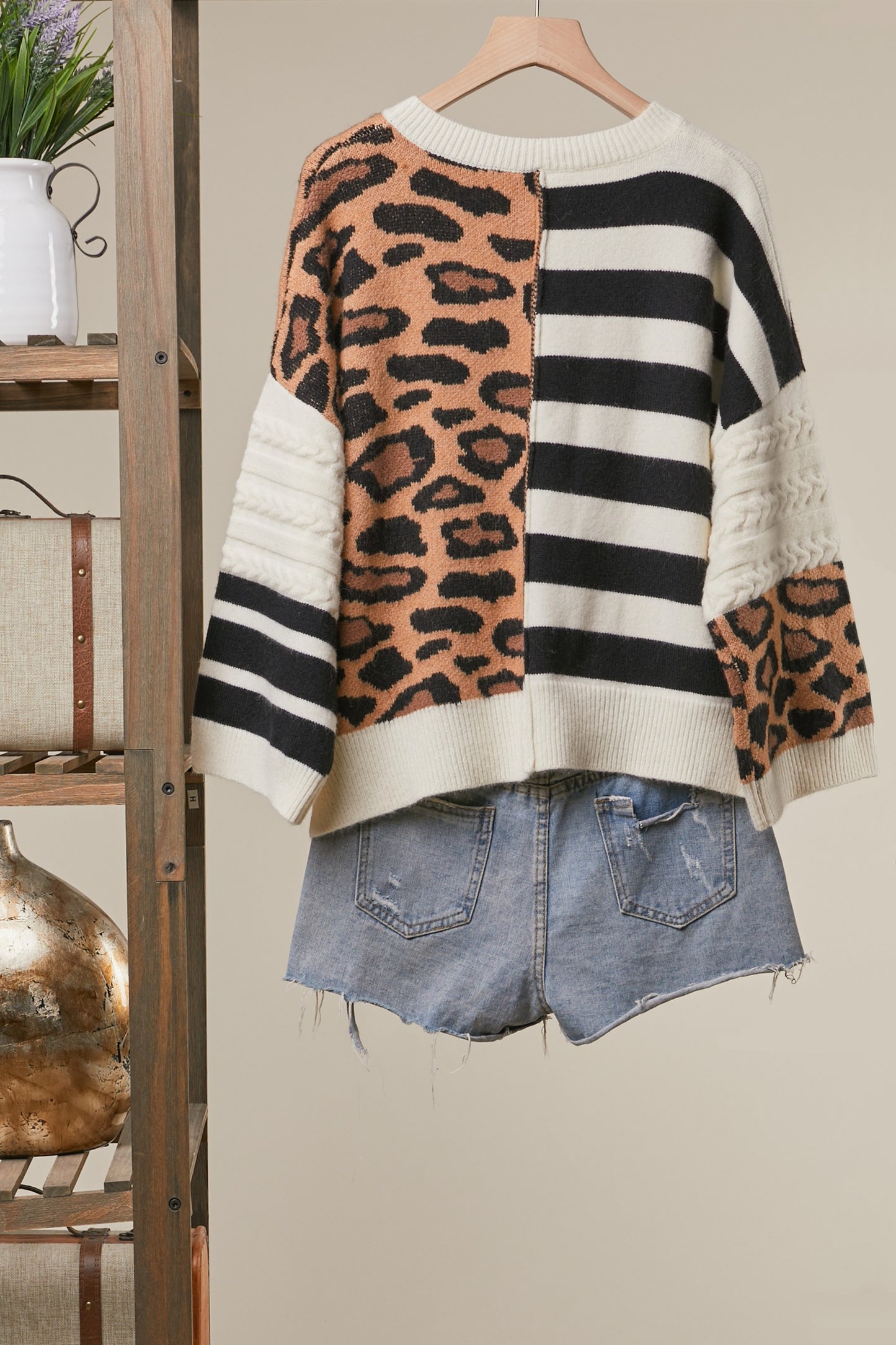 Mello Bold Stripe & Leopard Cardigan