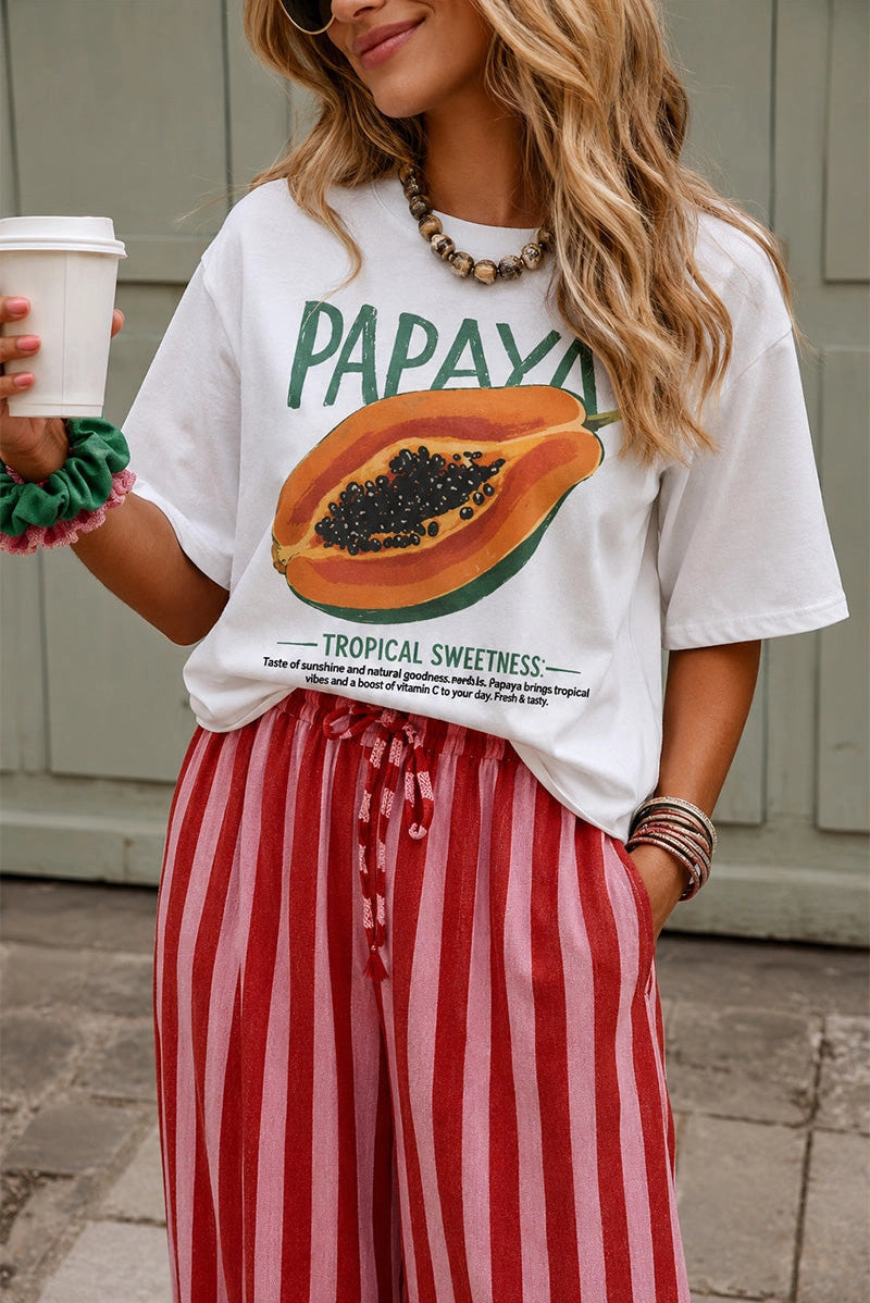 Mccolin Papaya Print Crew Neck Tee