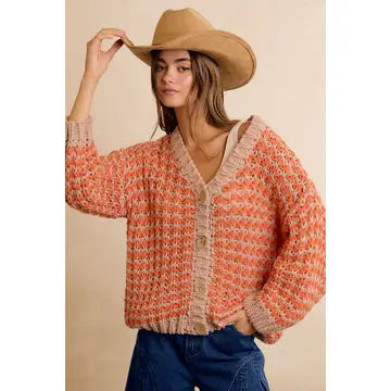 Bibi Harvest Chunky Open Knit Cardigan Sweater