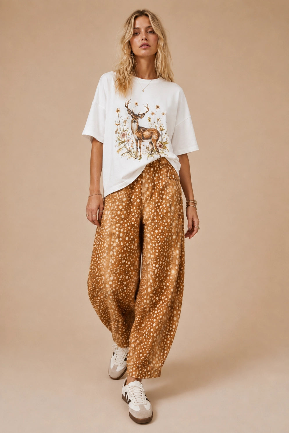 J.NNA Bambi Pattern Barrel Pants