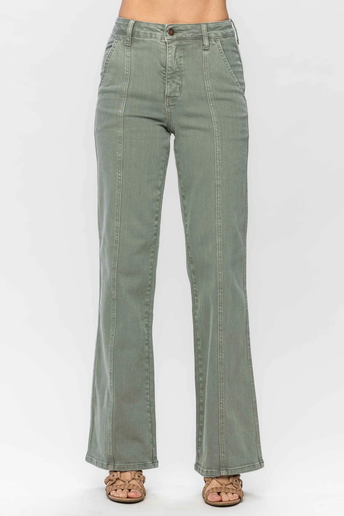 Judy Blue HW Garment Dyed Front Seam Straight Jeans