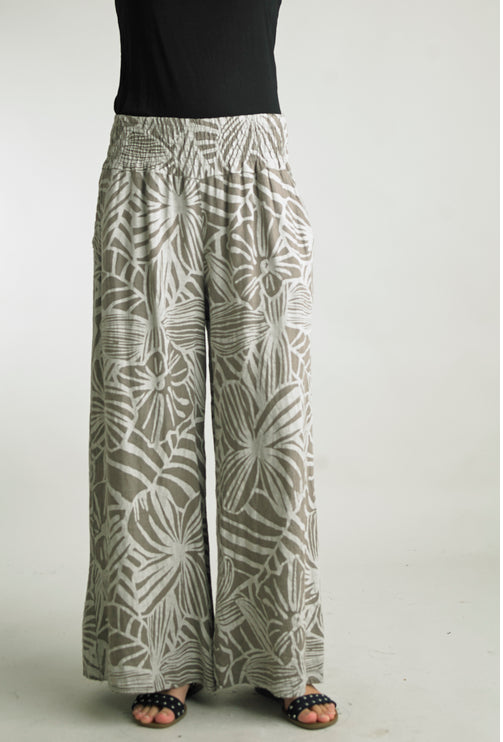 Tempo Printed Linen Palazzo Pants