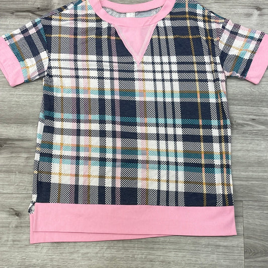 Honeyme Plaid Argyle Print Top