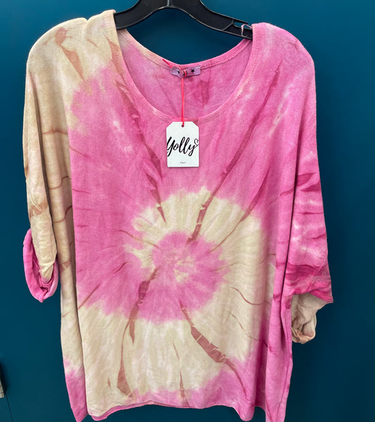 Yolly  Tie Dye 3/4 Sleeve Top