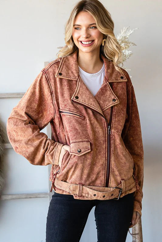 Oli & Hali Mineral Washed Terry Moto Jacket