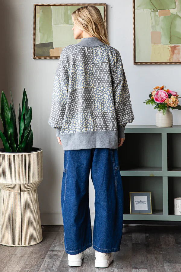 Oli & Hali Flower Pattern Funnel Neck Sweater