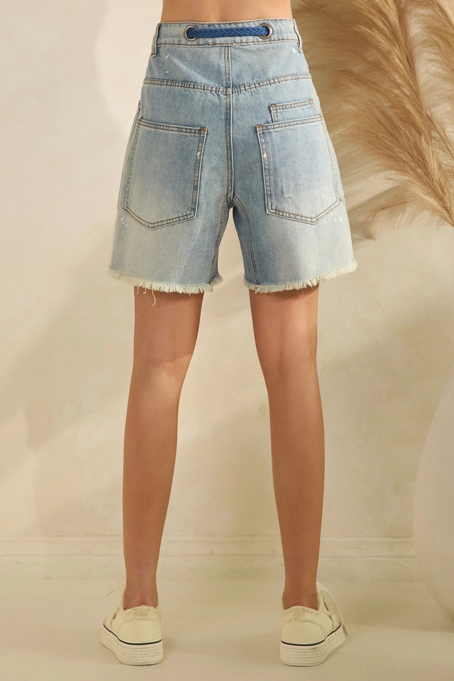 Oli & Hali Slouchy Pocket Distressed Denim Shorts