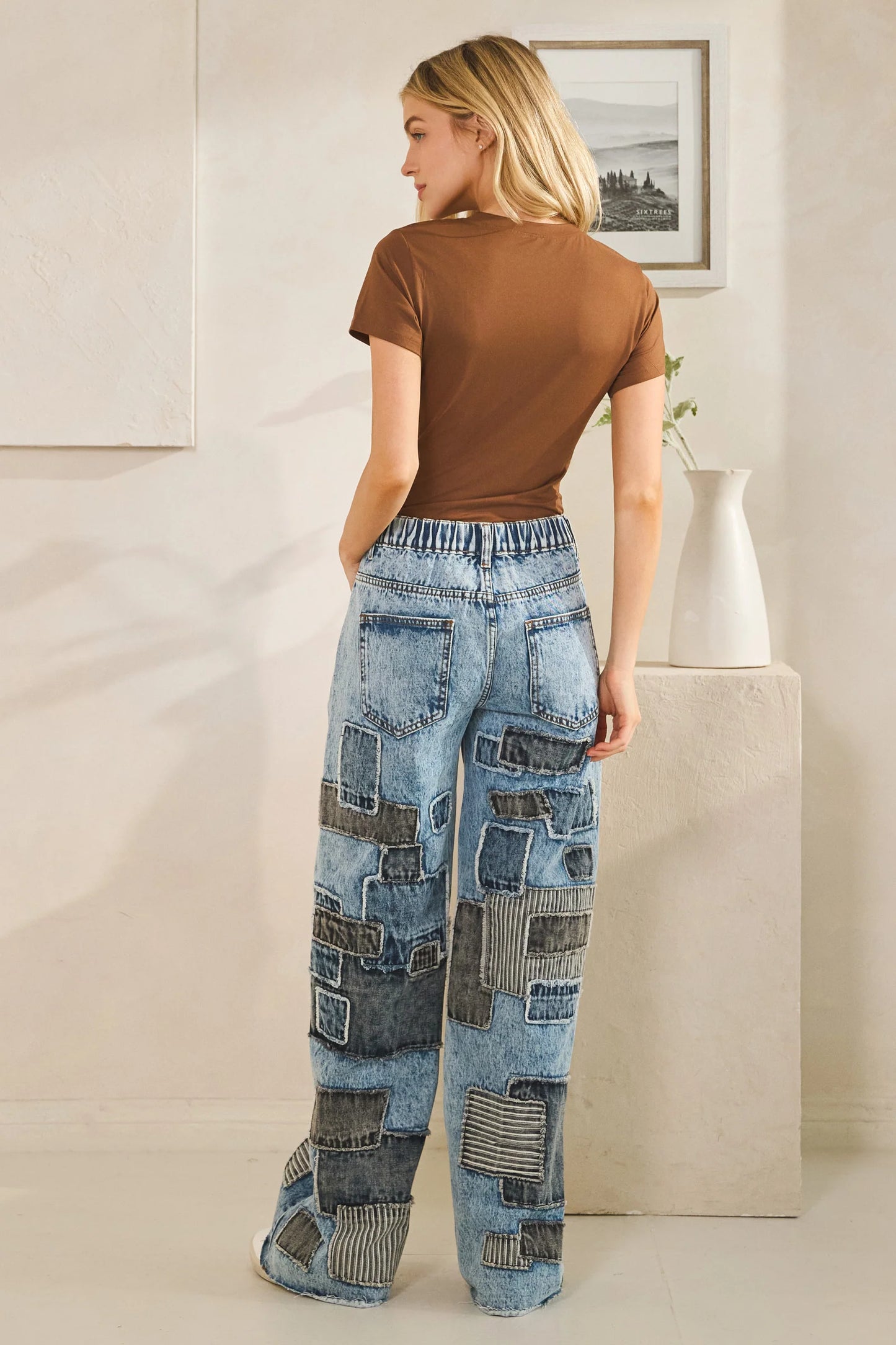 Oli & Hali Wide Leg Multi Square Patches Jeans