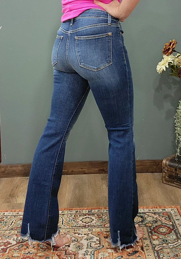 Judy Blue MR Boot Cut Fray Bottom Jeans