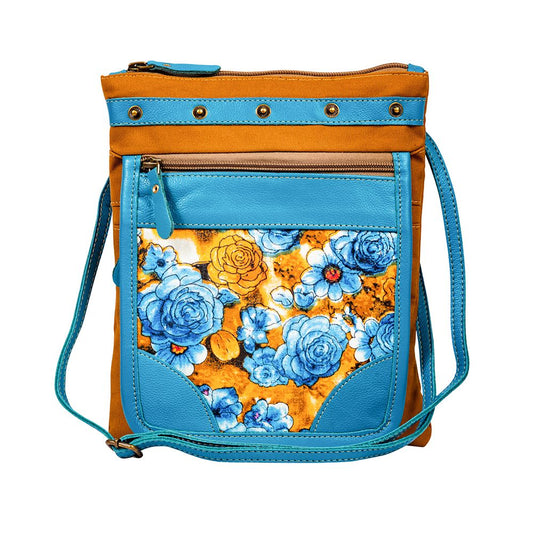 Myra Blue Ridge Blooms Canvas & Leather bag