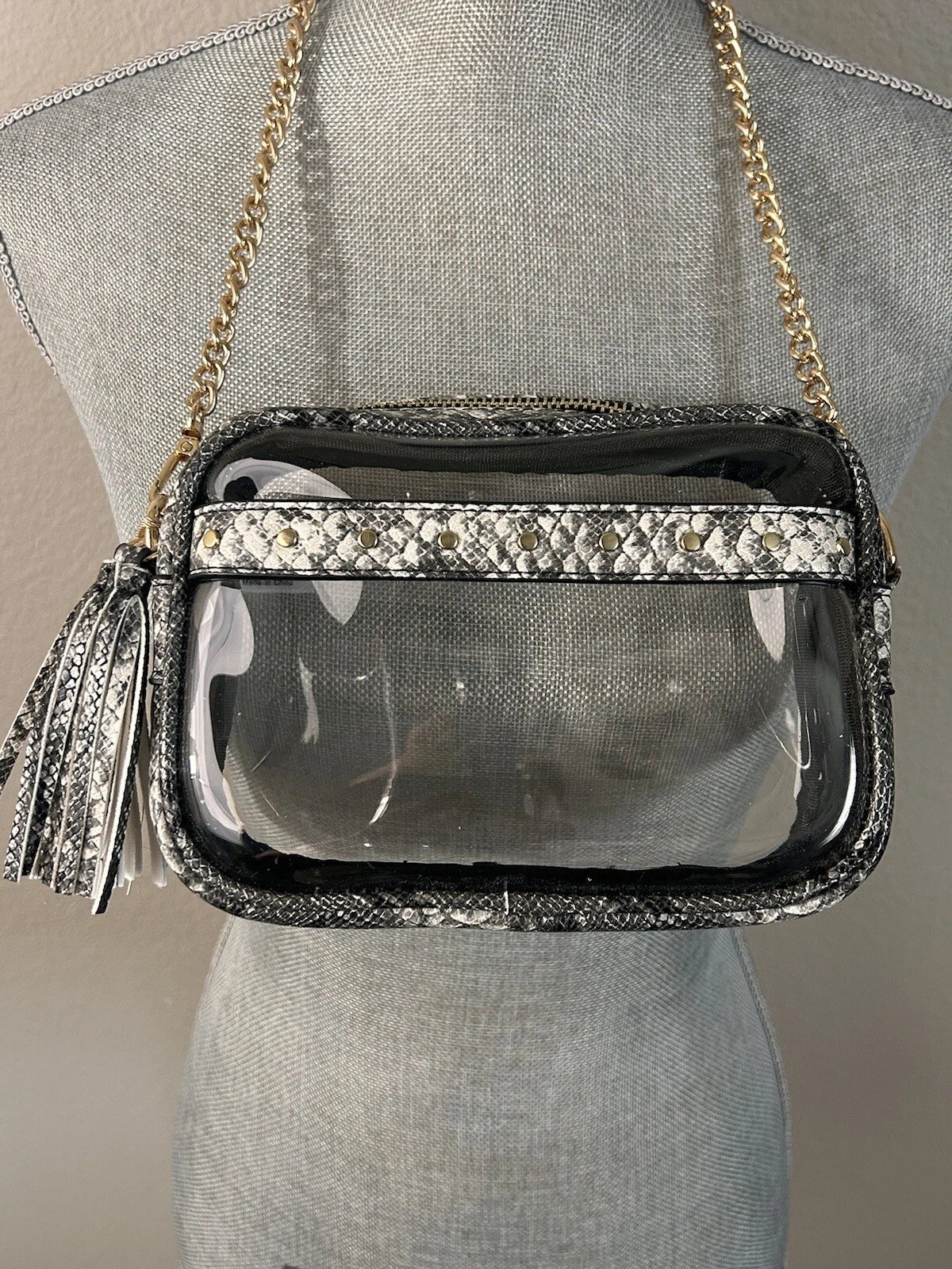 To Go Go Clear Python Crossbody Purse
