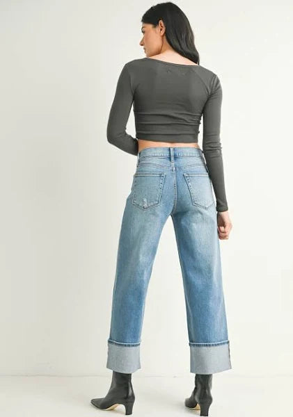 Just Black Petite Cuffed Slim Wide