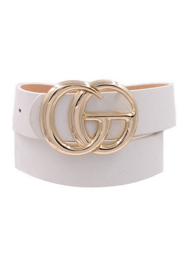 Double Metal Ring Faux Leather Belt
