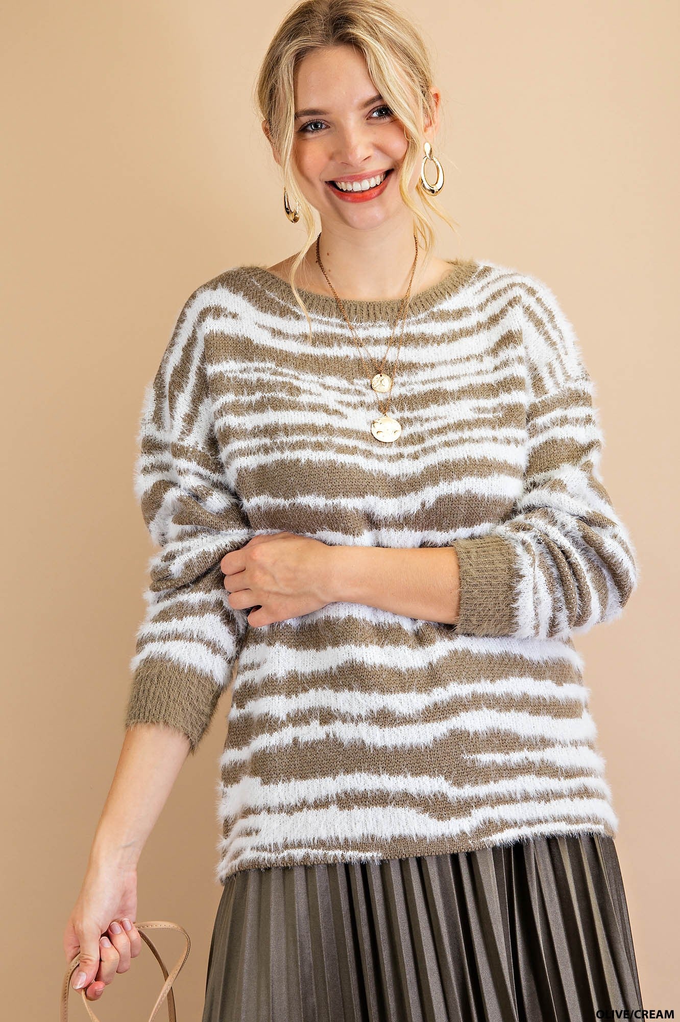 Kori America Fuzzy Thread Animal Designed Sweater