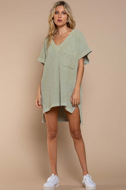 POL Short Sleeve Thread Pullover Sweater