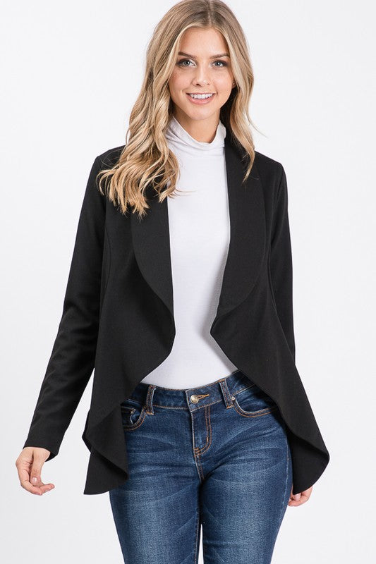 Ninexis Long Sleeve Crepe Flare Blazer