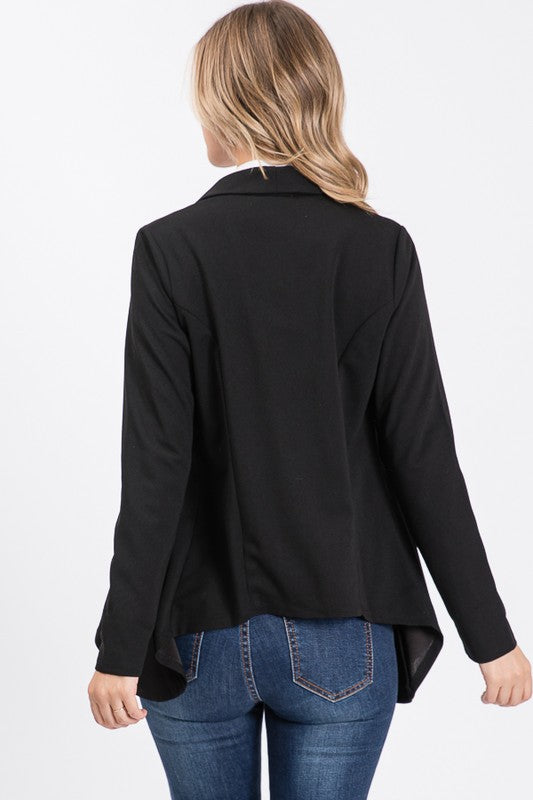 Ninexis Long Sleeve Crepe Flare Blazer